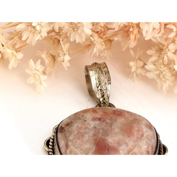 Orange Jasper Teardrop Shaped Southwest Sterling Silver 925 VintagePendant - Picture 5 of 10